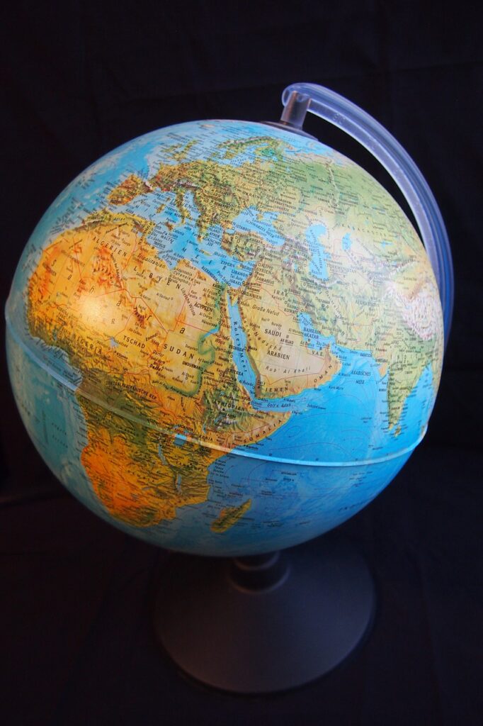 Globe showing the African continent.